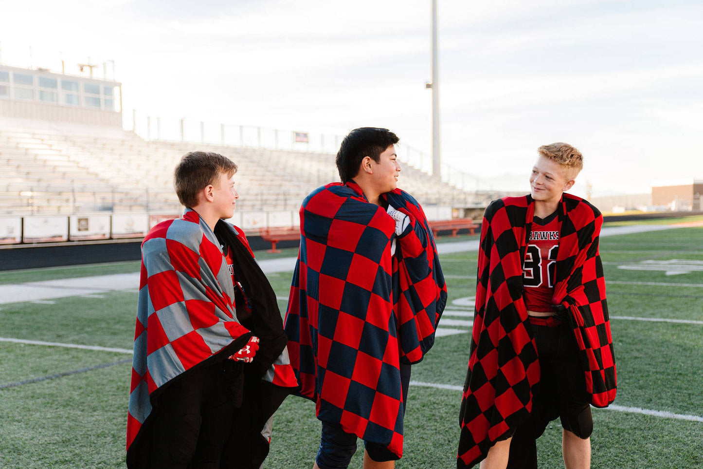 red/navy blanket