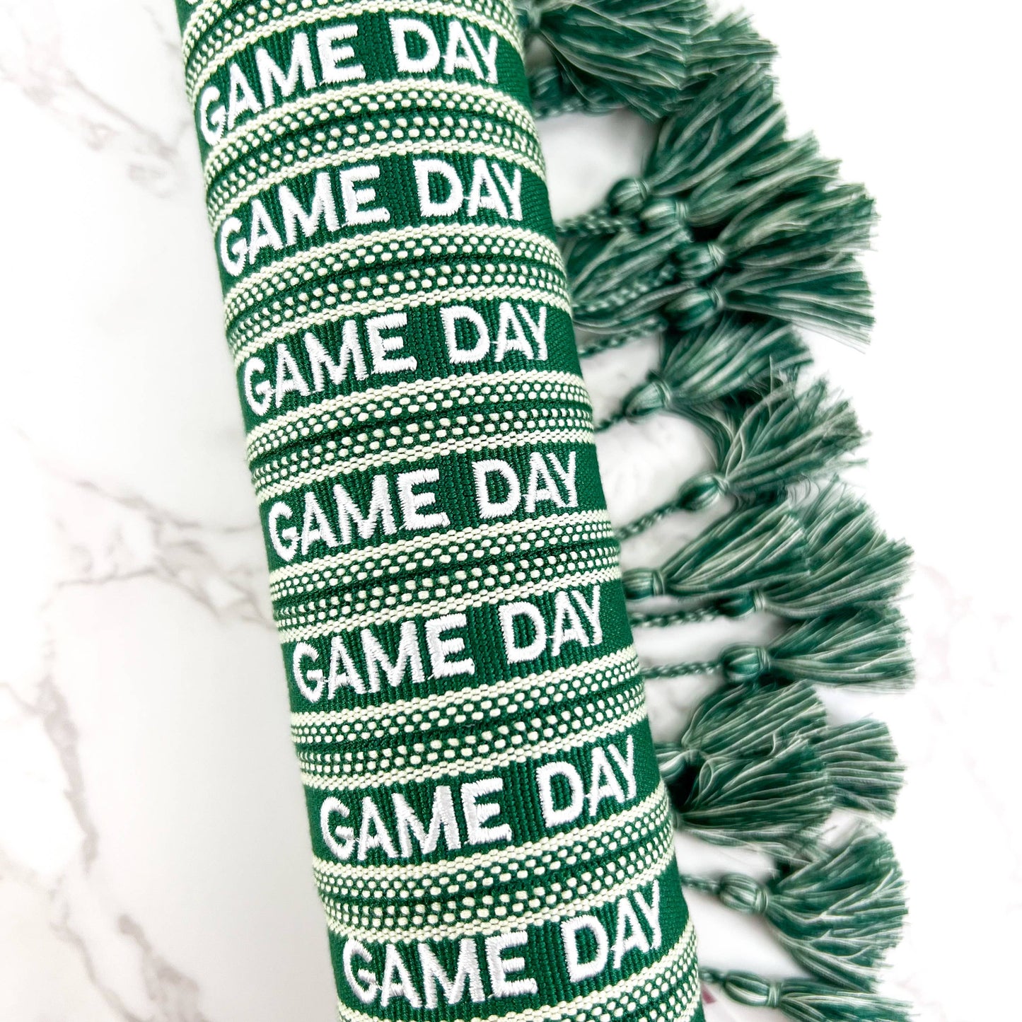green game day embroidered bracelet