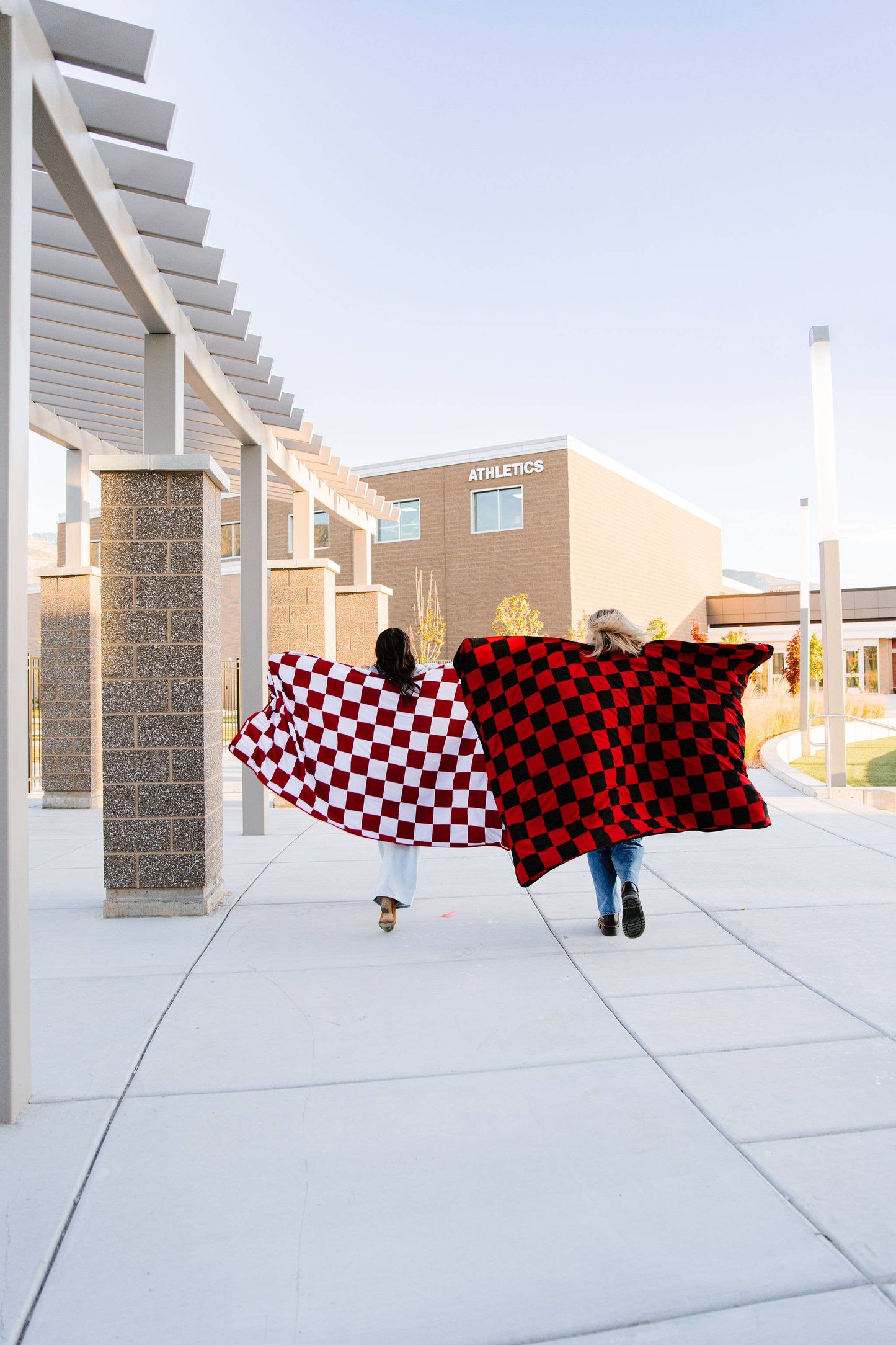 red/white adult swaddle sports blanket