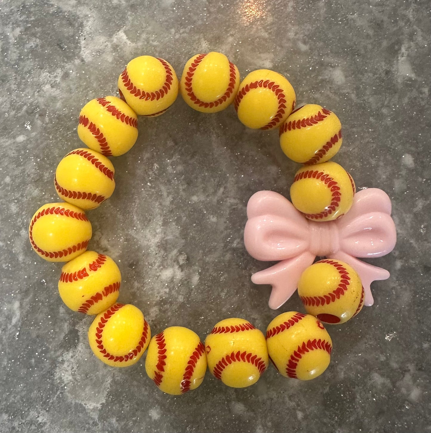 pretty bow softball stretchy bracelet