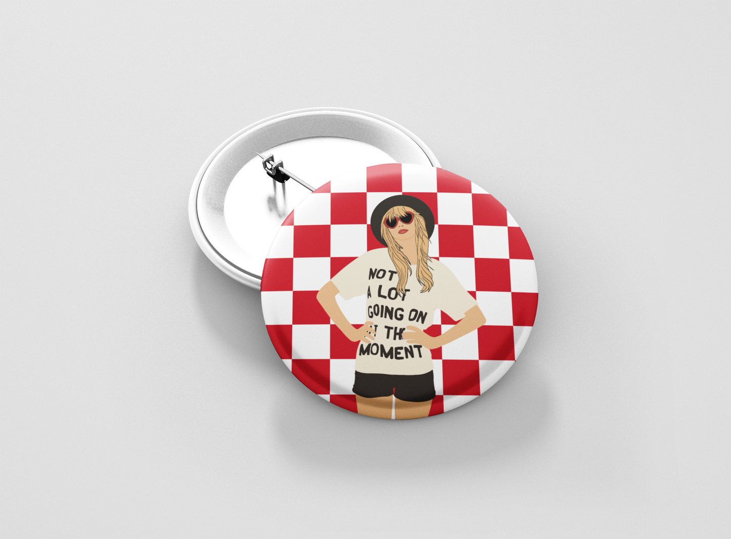 red checkered taylor button