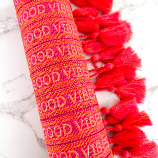 good vibes embroidered bracelet