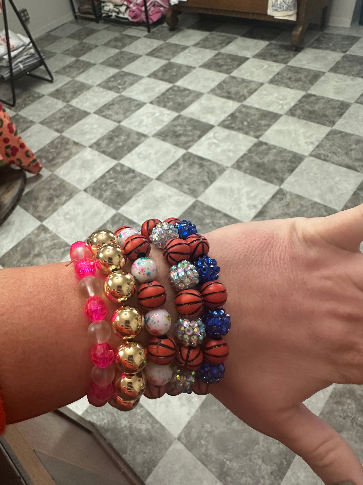 confetti stretchy basketball bracelets