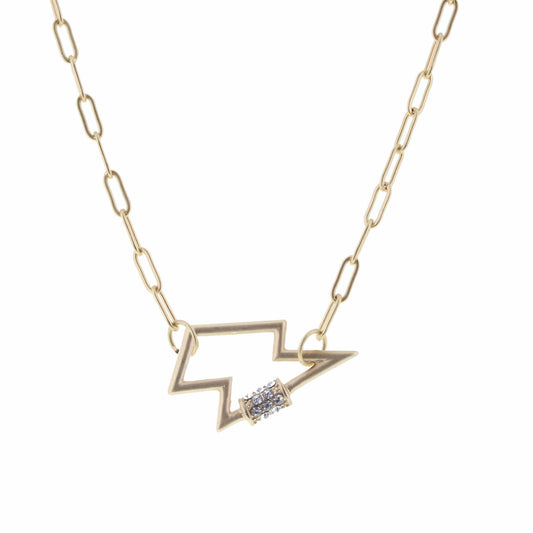 matte gold lightning bolt carabiner necklace