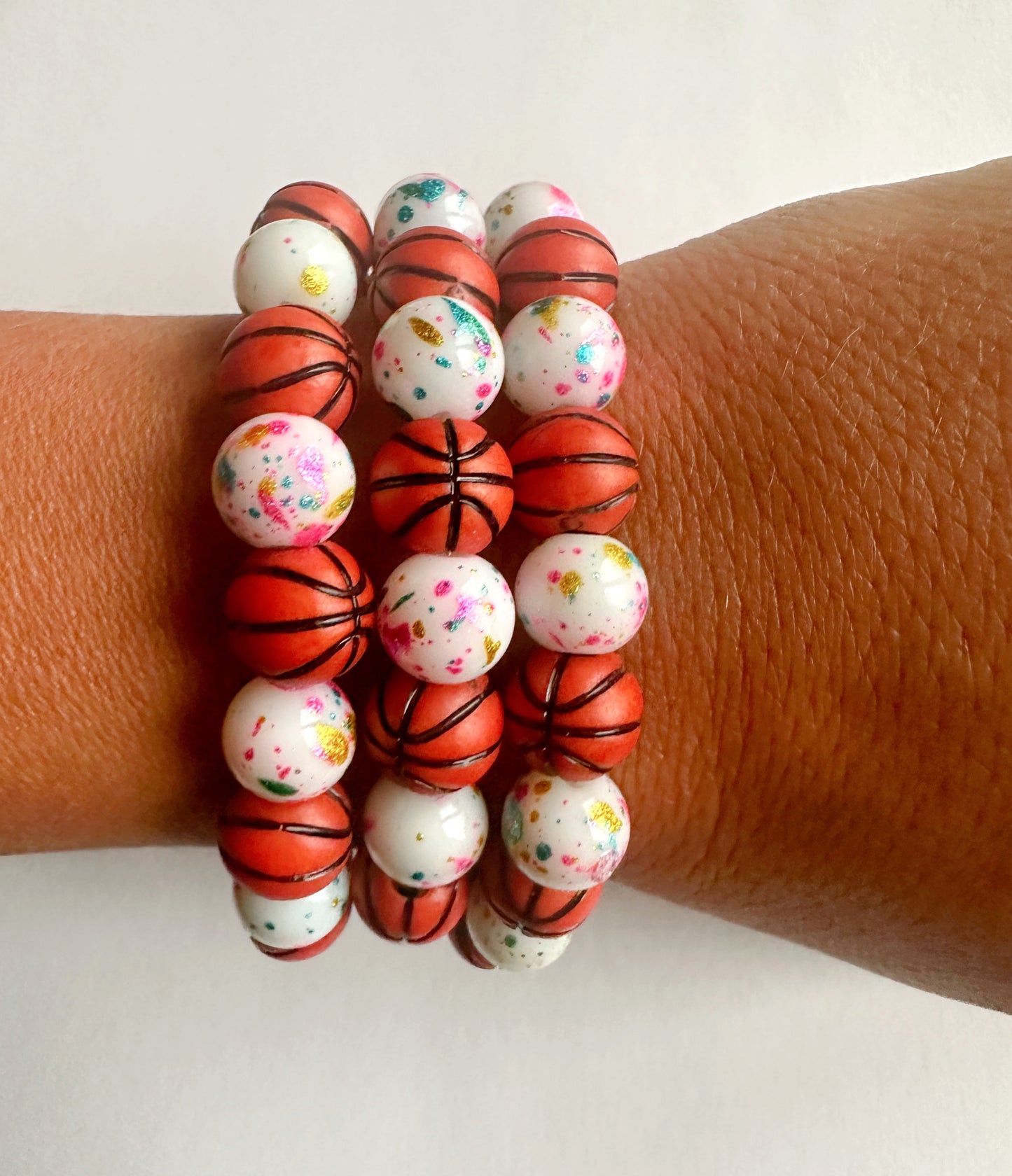Confetti Basketball Stretchy Bracelet