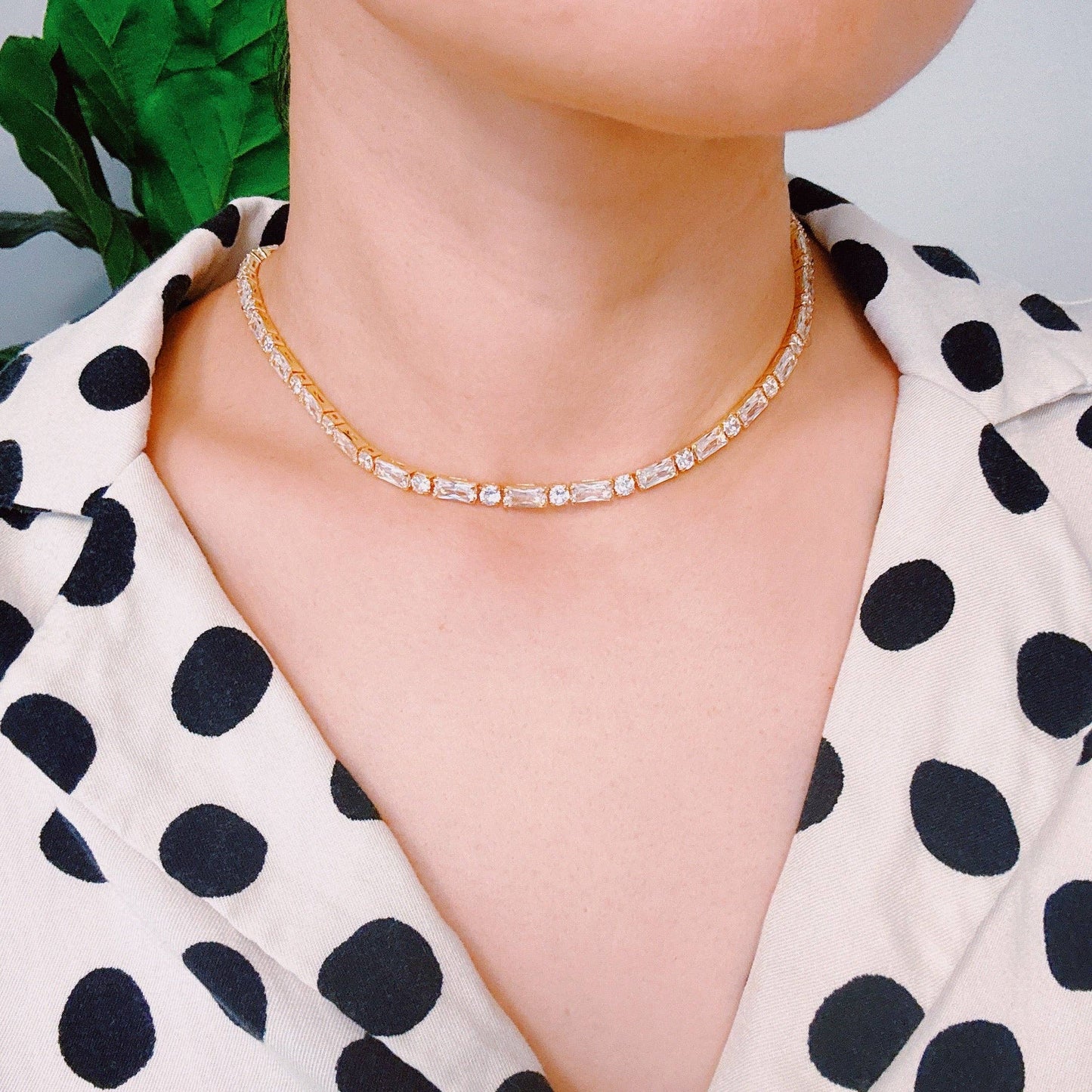 mixed shape sparkle tennis necklace