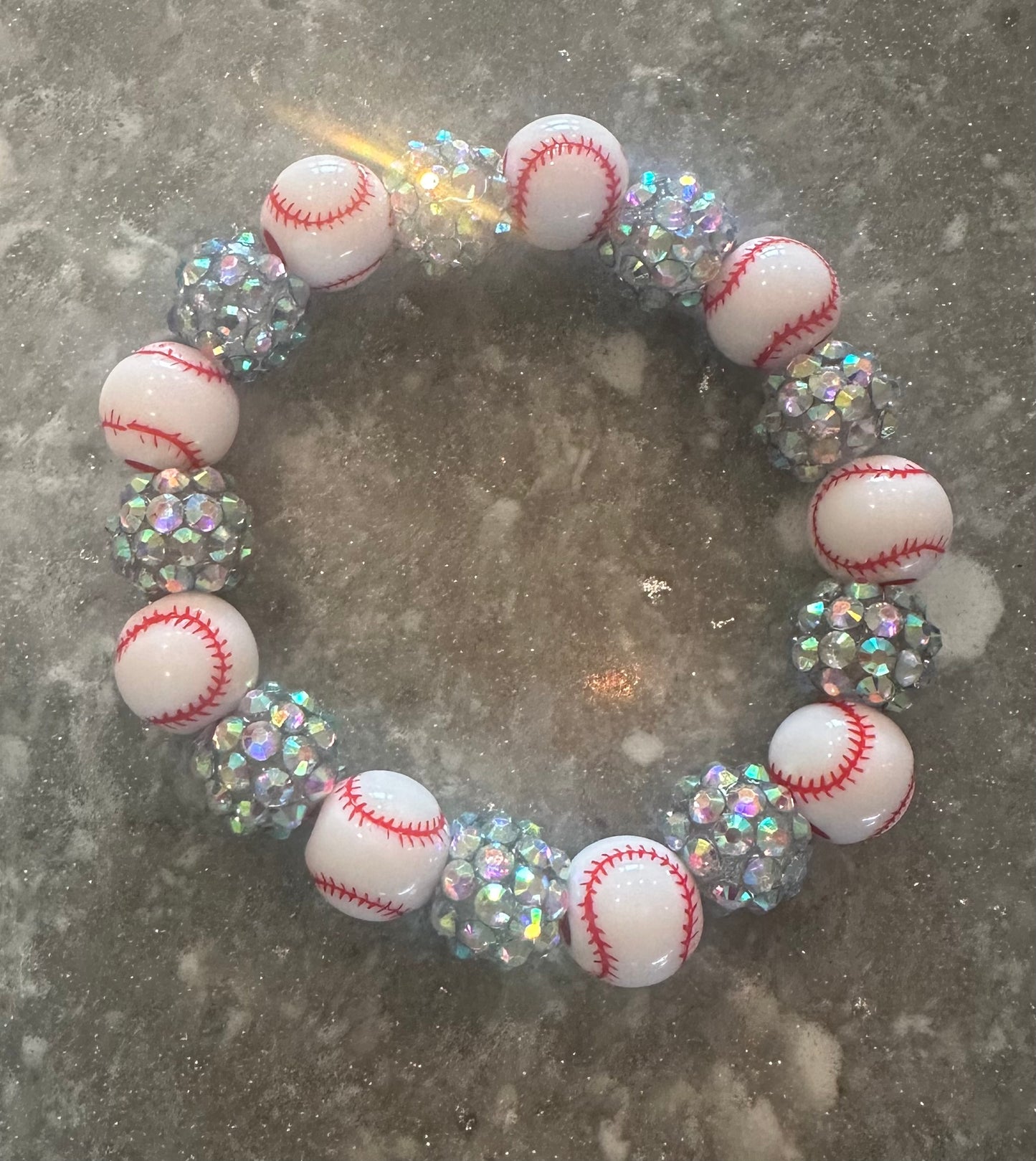 stretchy blingy baseball bracelet