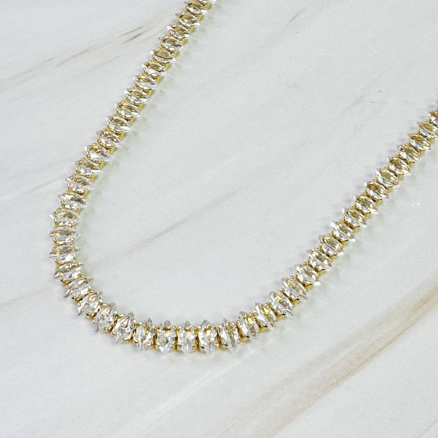 marquise cut sparkle tennis necklace