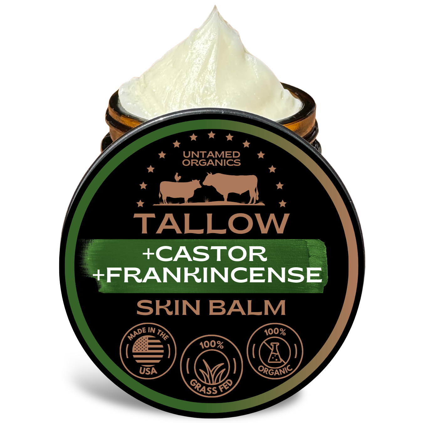 Tallow, Castor, & Frankincense Skin Balm | 2 oz Glass Jar