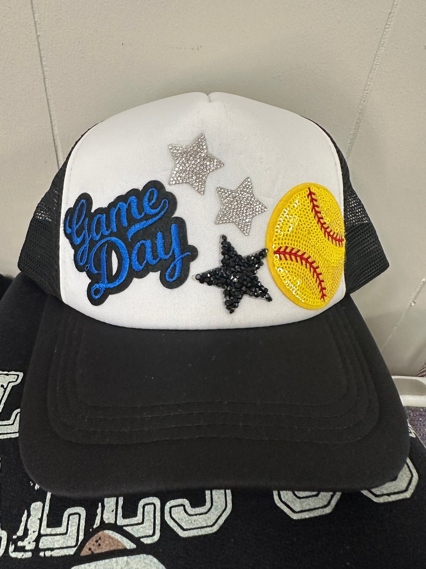 blue softball game day trucker