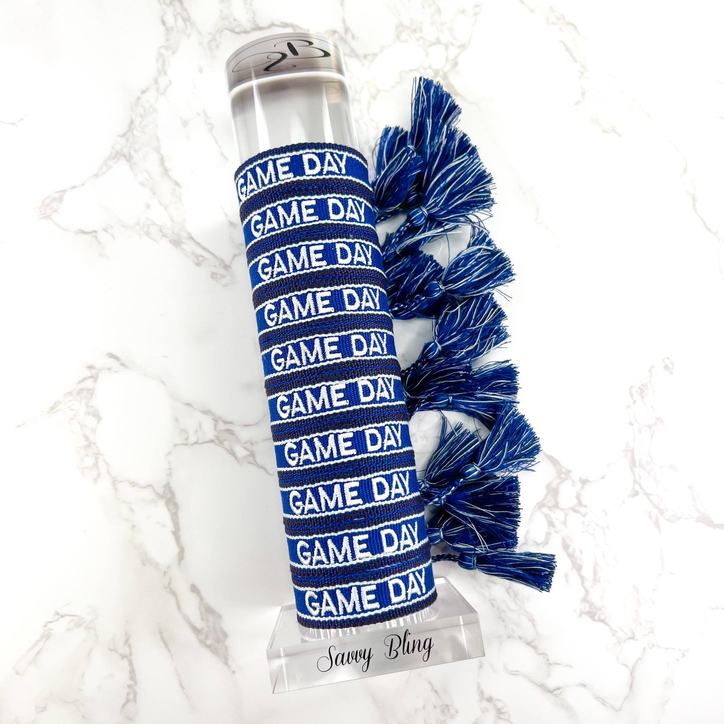 Blue Game Day Embroidered Bracelet