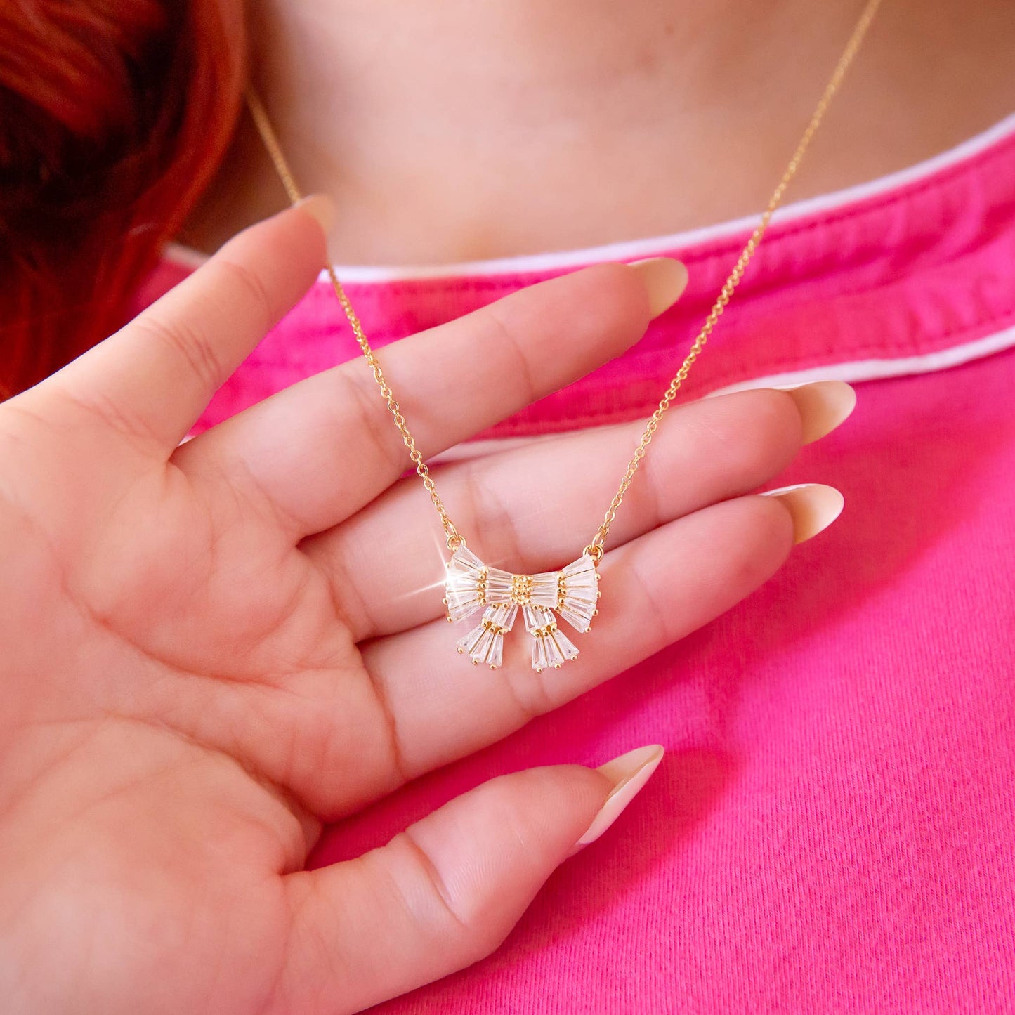 sparkle bow necklace