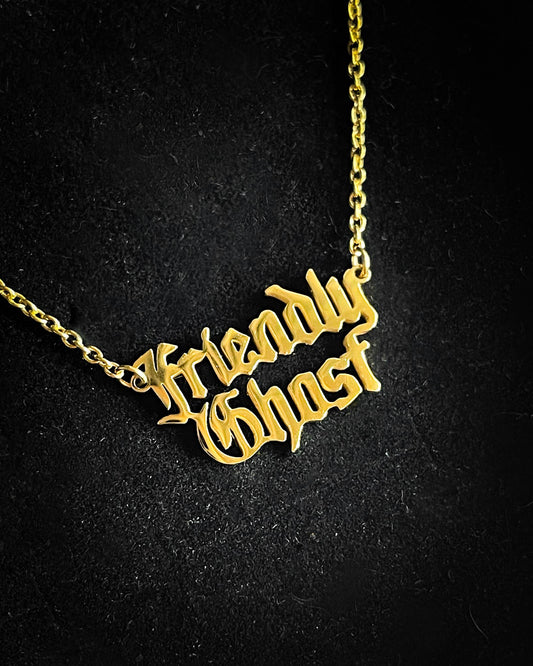 Ghost Nameplate Stainless Steel Necklace