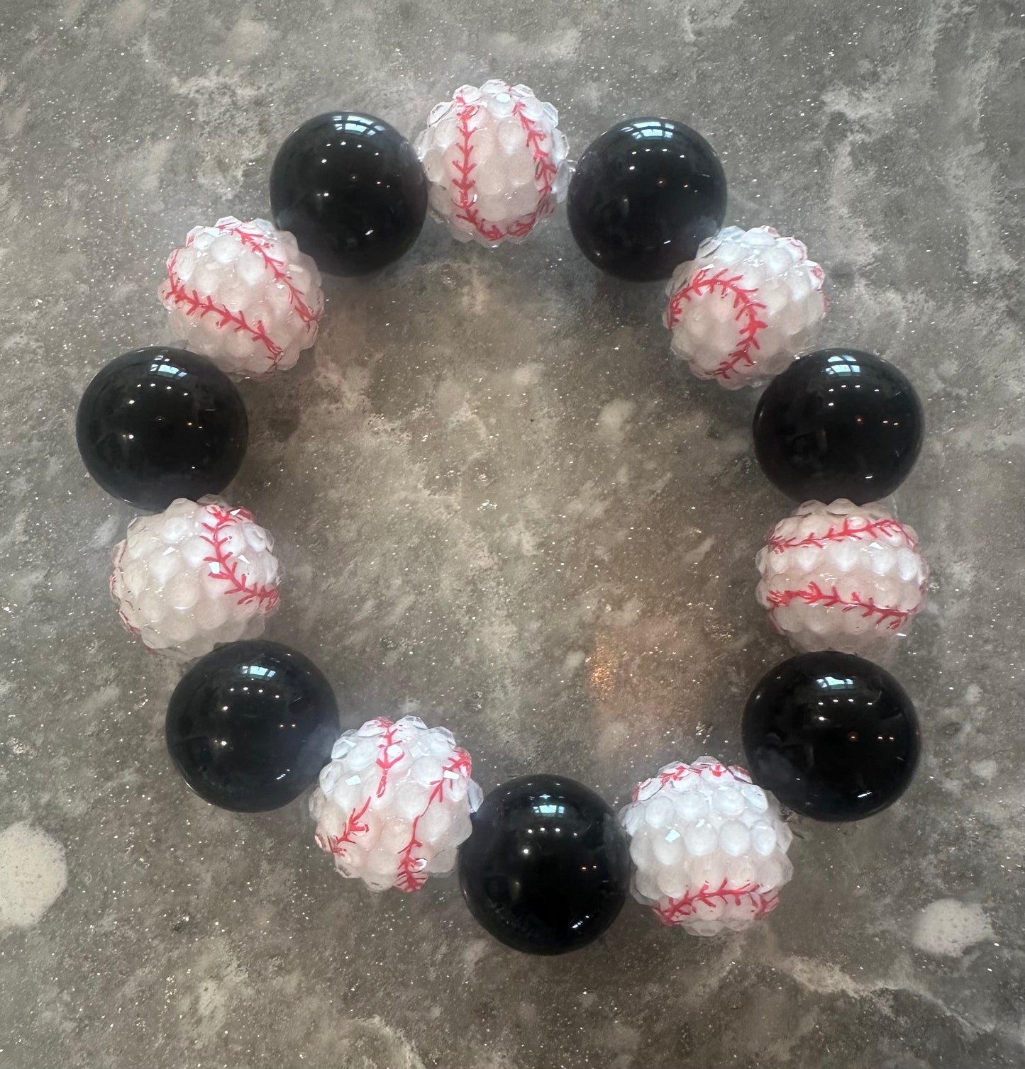 big bead stretchy baseball bracelet