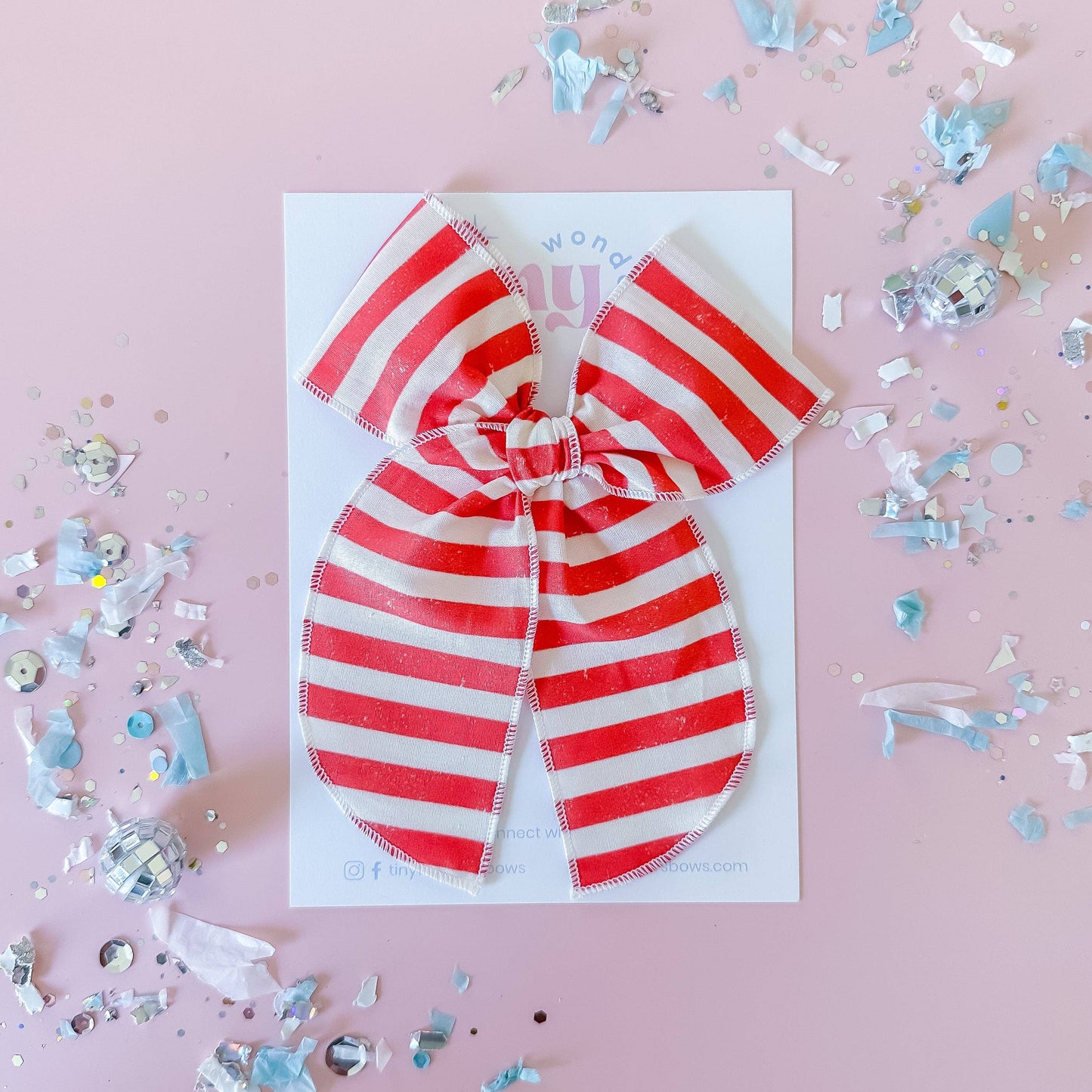 red and white striped bow