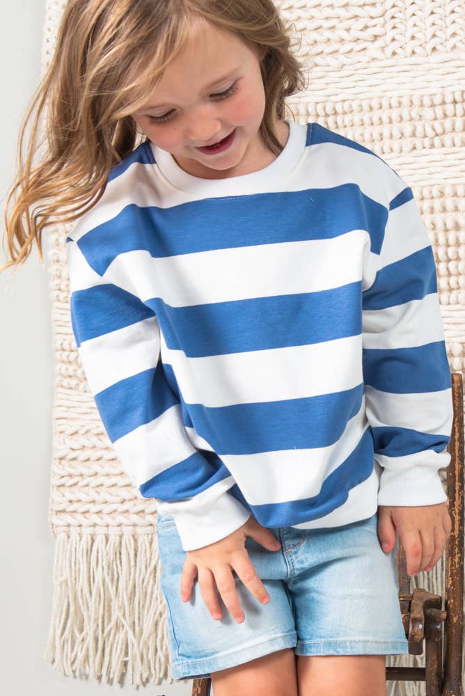 blue and white striped cotton KIDS sweatshirt