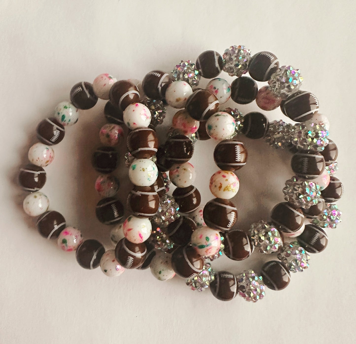 confetti football stretchy bracelet