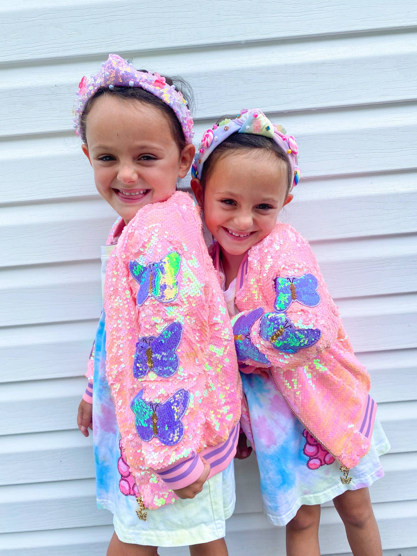 cotton candy pink sequins bomber jacket