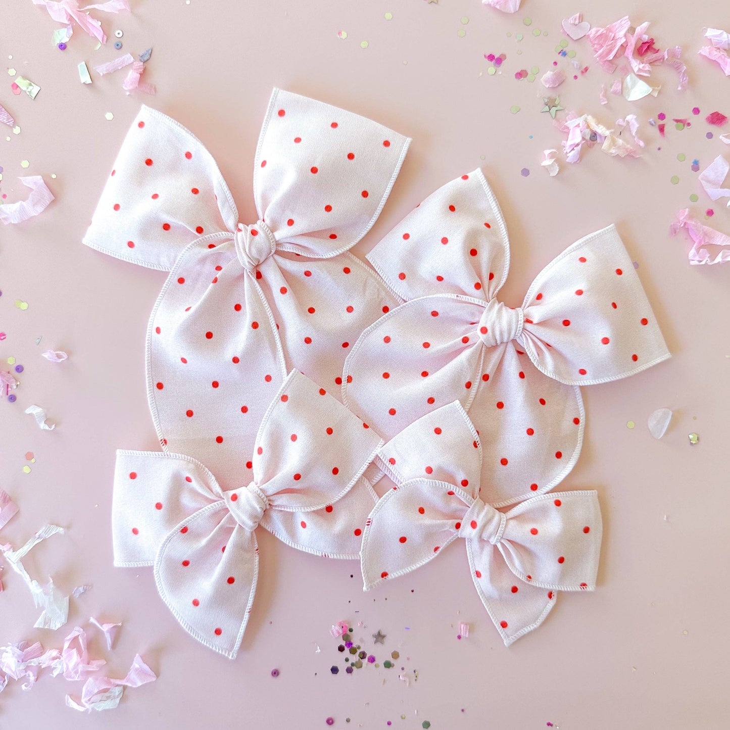 light pink red dot bow