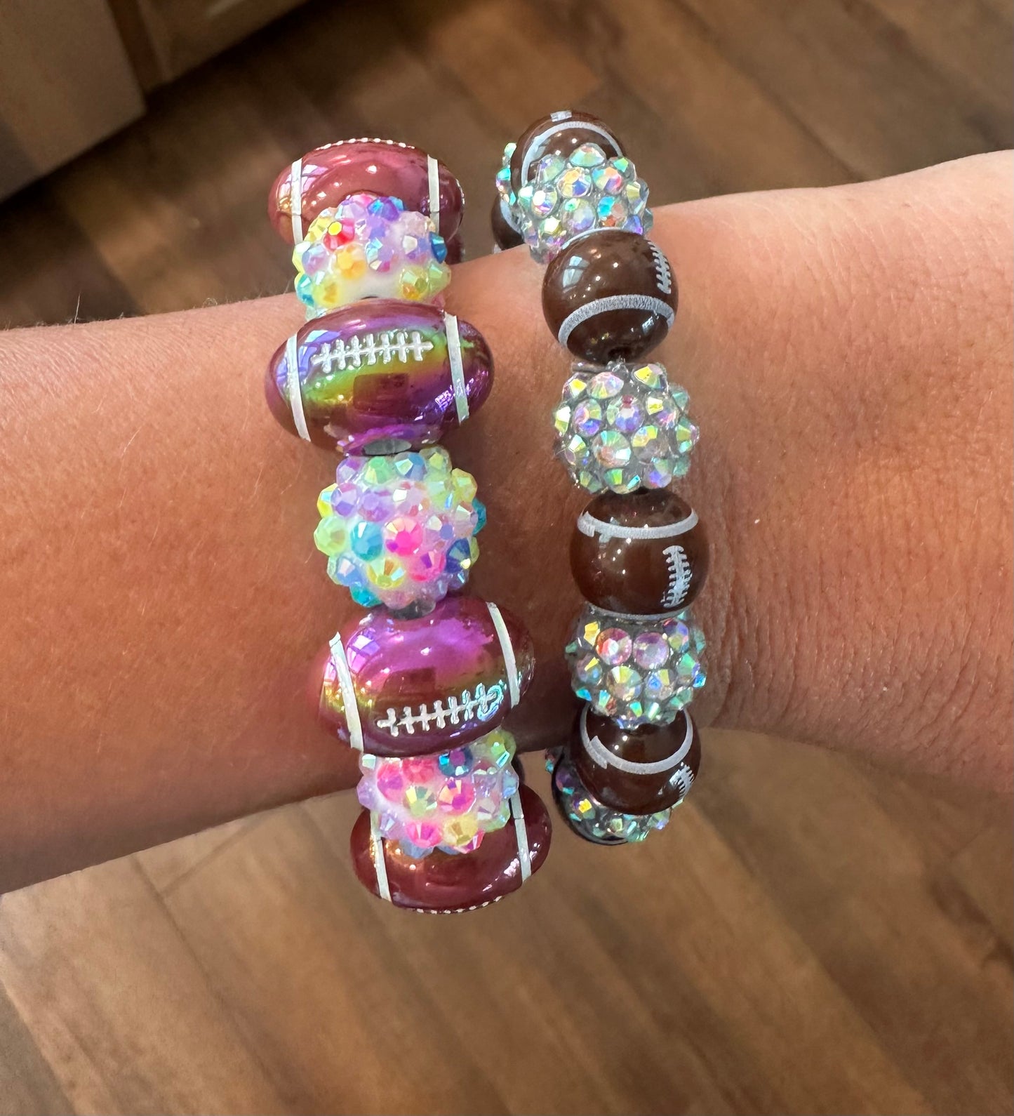 rhinestone confetti football bracelet