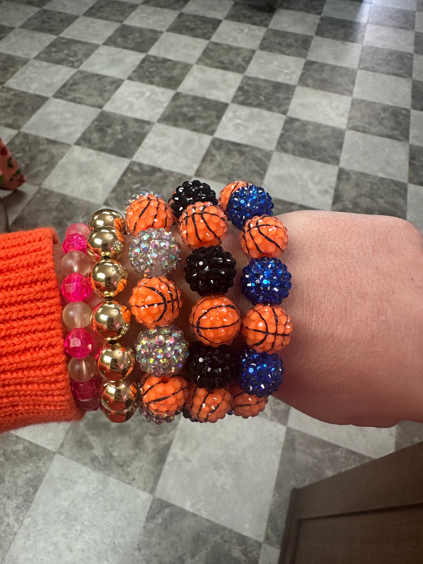 big bead stretchy basketball bracelet