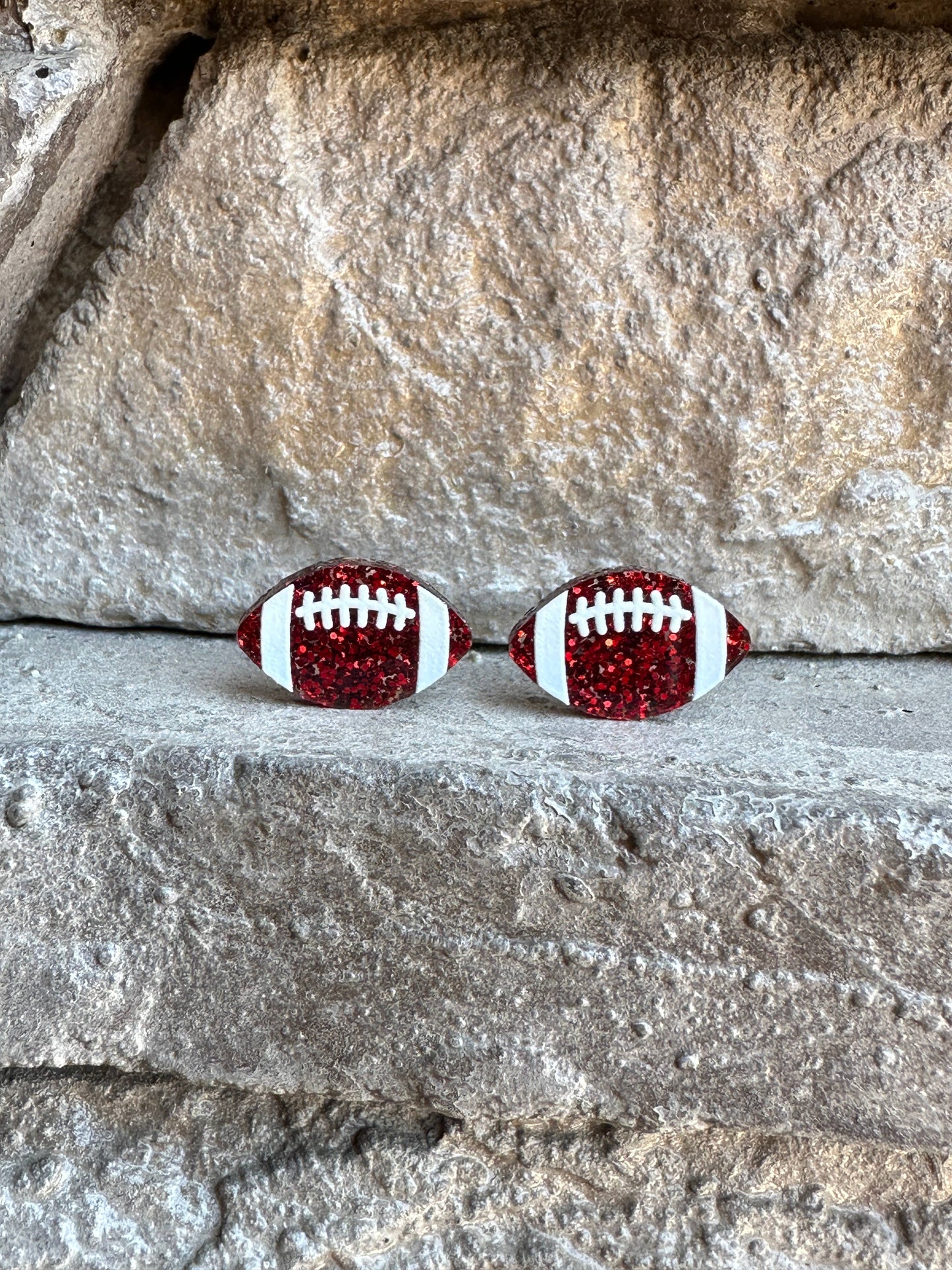 football glitter acrylic stud earrings