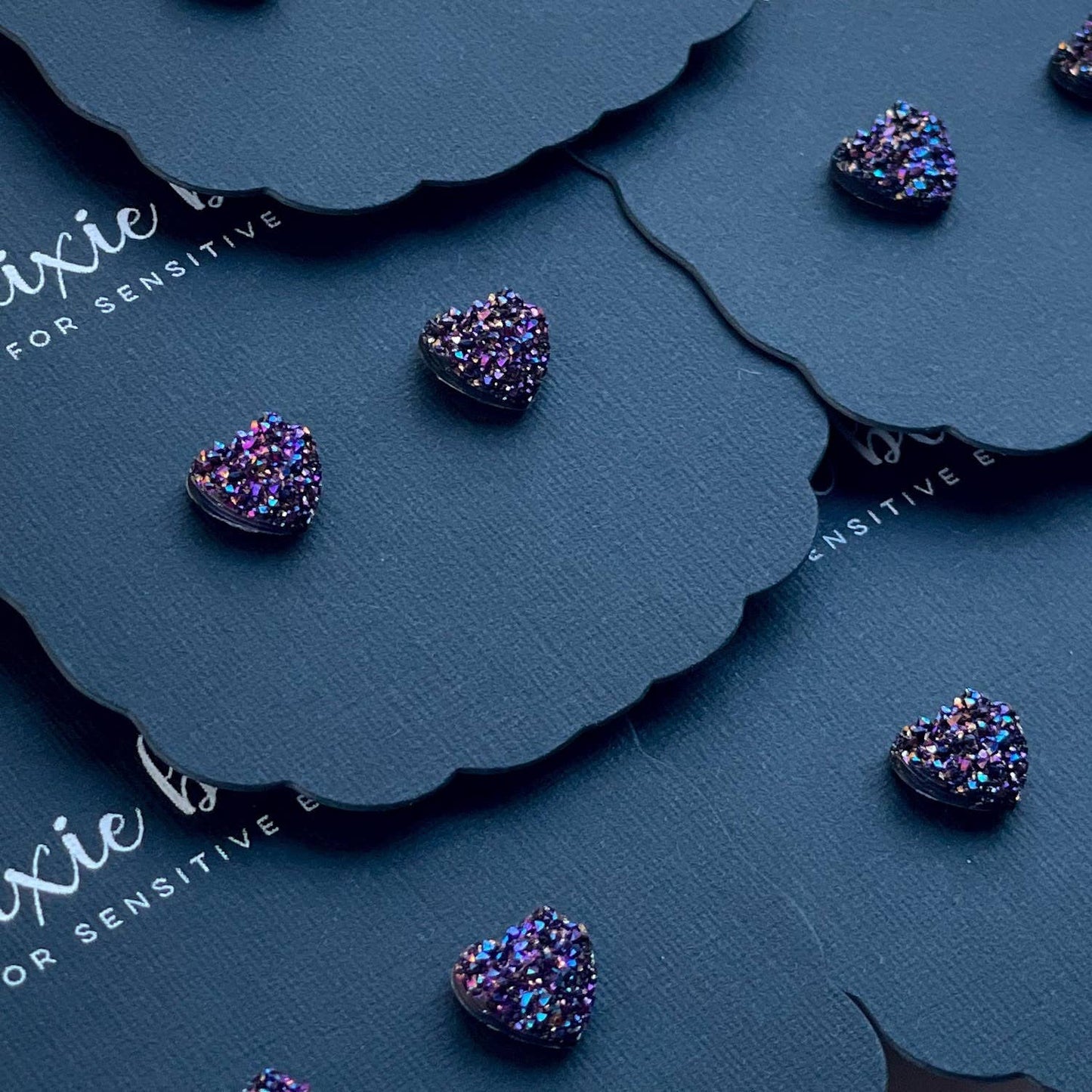 Micro Druzy Hearts in Galaxy