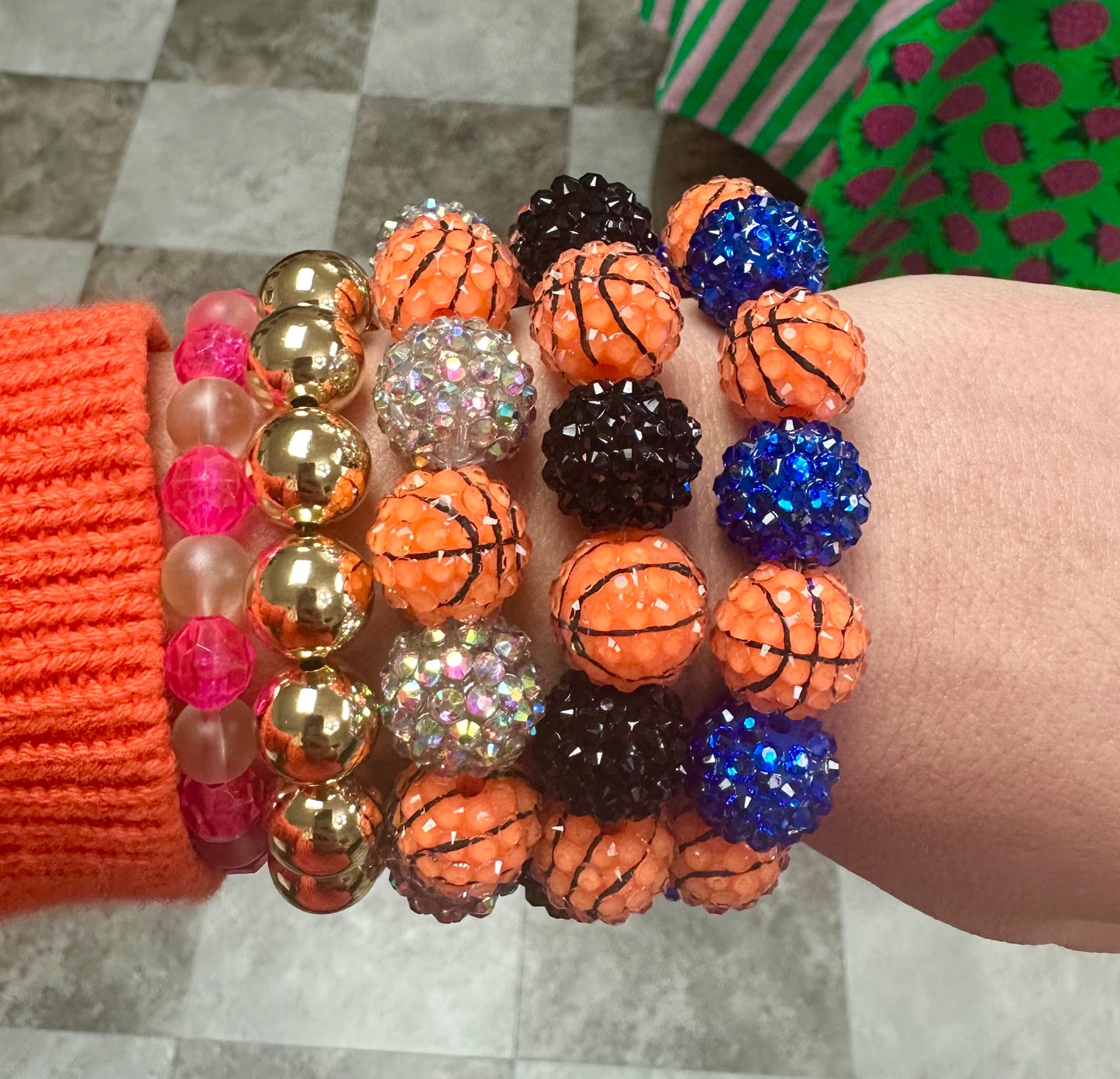 big bead stretchy basketball bracelet