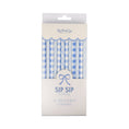Load image into Gallery viewer, Blue Plaid Floral Reusable Straws