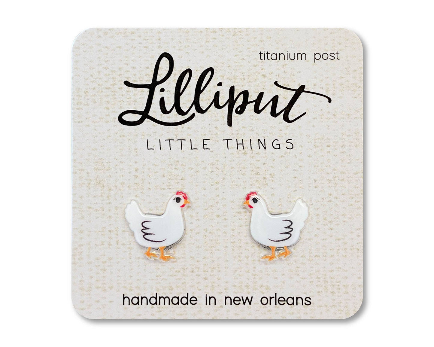 chicken stud earrings