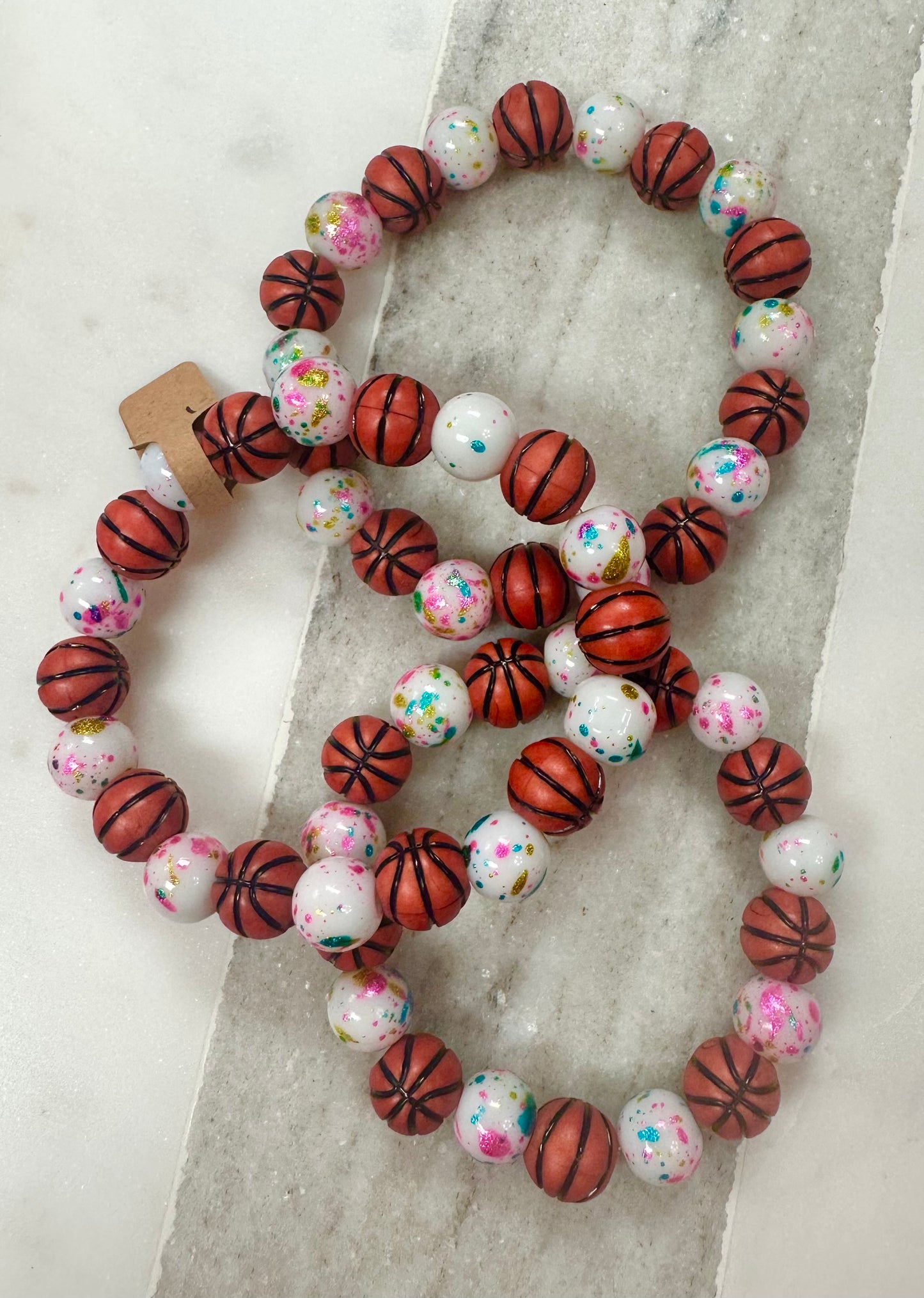 confetti stretchy basketball bracelets