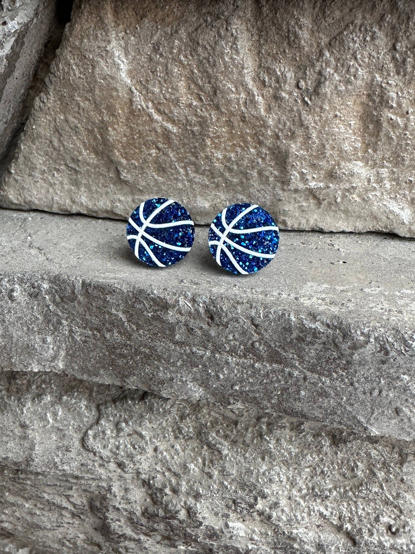 acrylic basketball glitter stud earrings