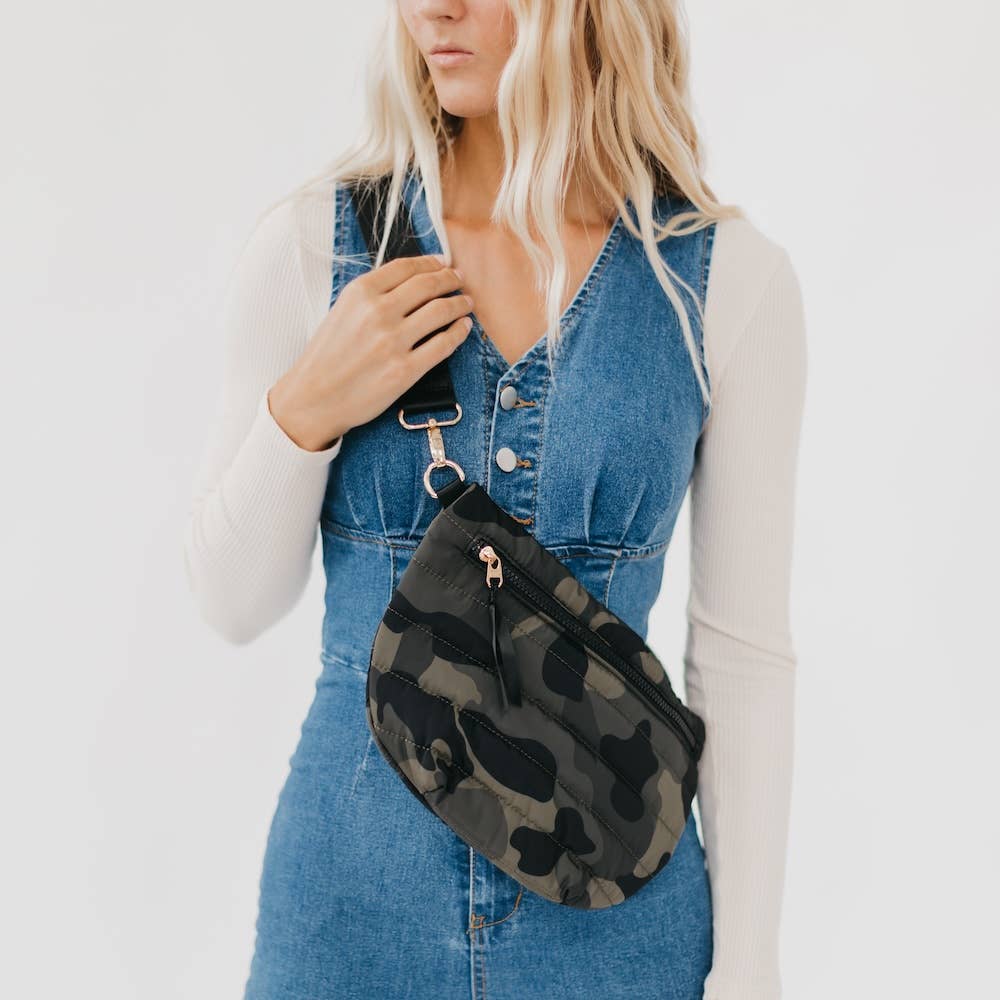 jolie quilted puffer belt bag
