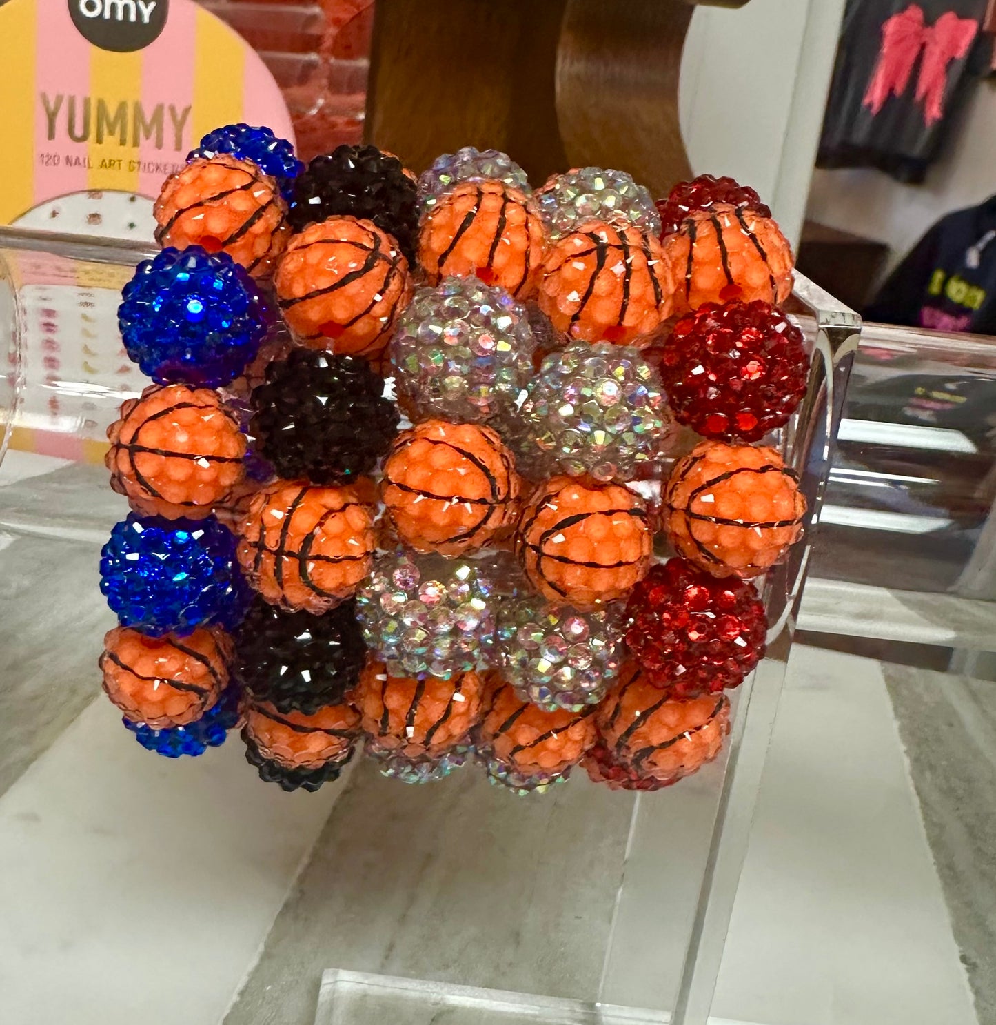 big bead stretchy basketball bracelet