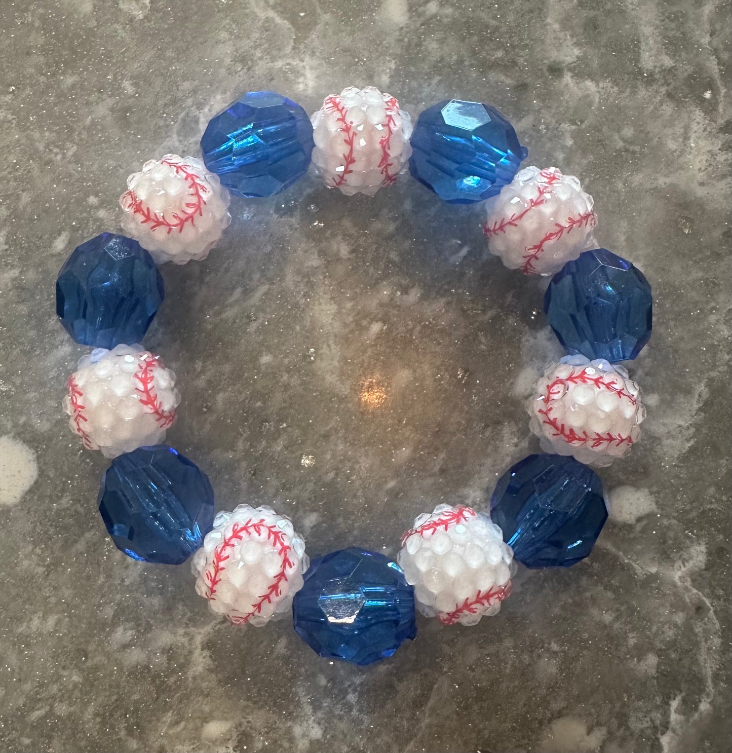 big bead stretchy baseball bracelet