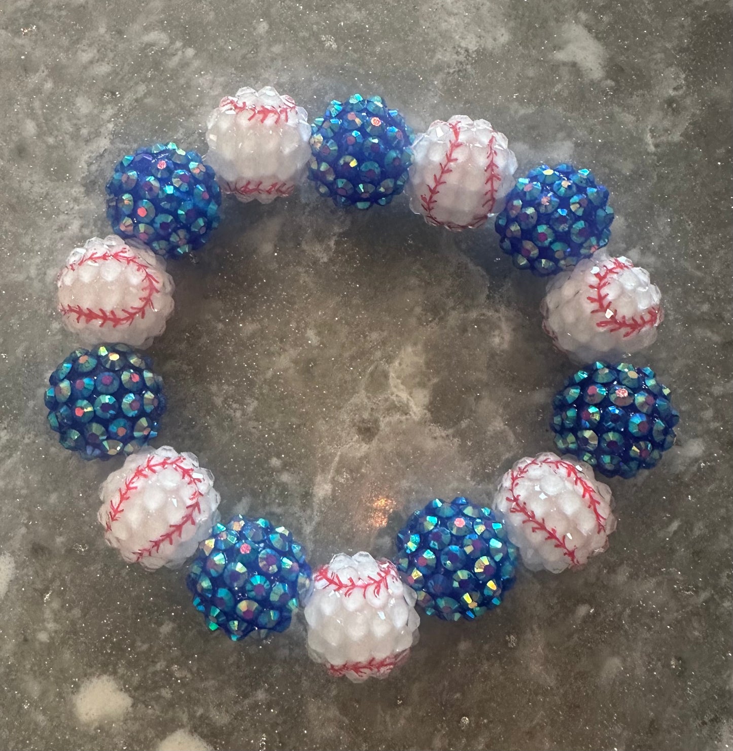 big bead stretchy baseball bracelet