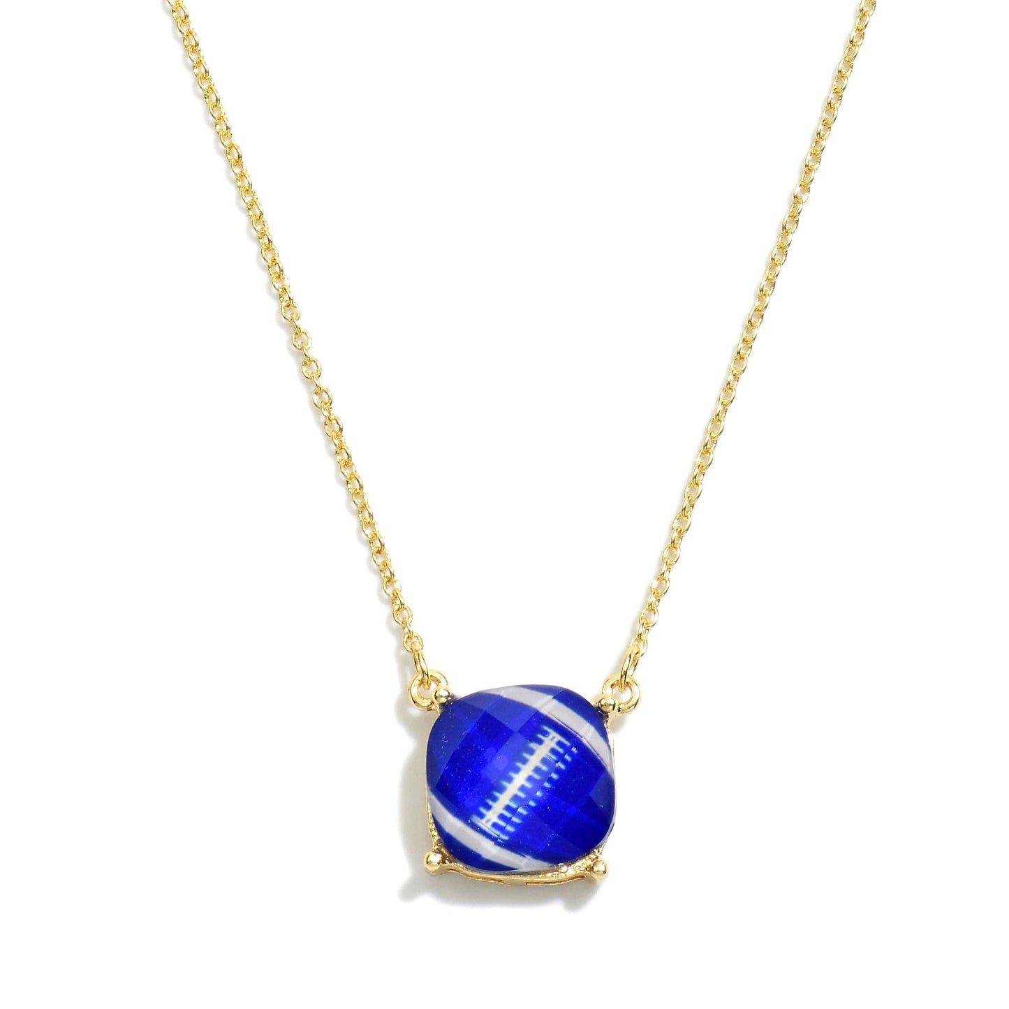 blue football charm pendant necklace
