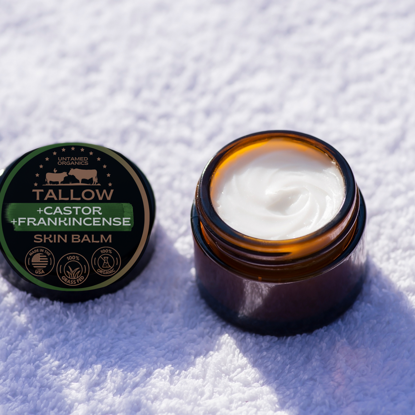Tallow, Castor, & Frankincense Skin Balm | 2 oz Glass Jar