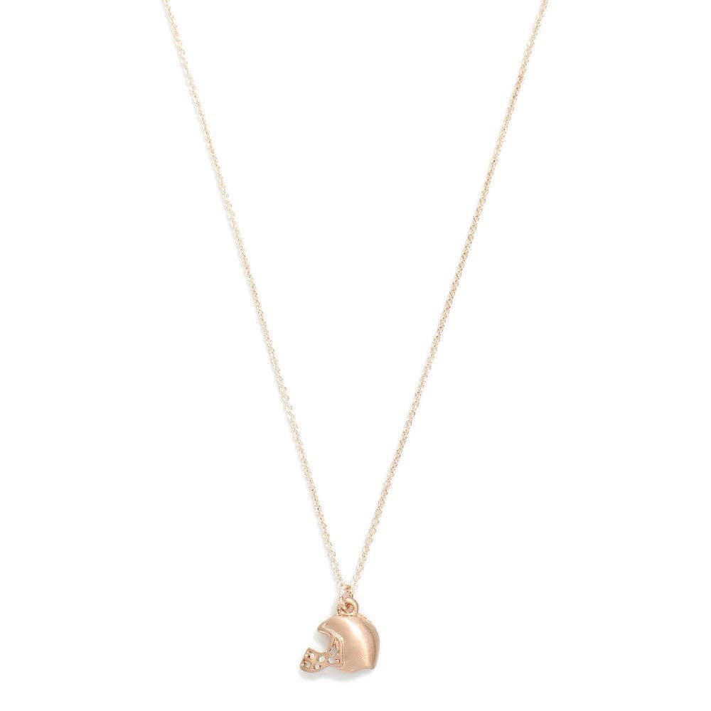 Rose Gold Football Helmet Necklace