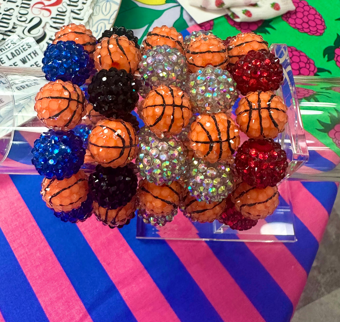 big bead stretchy basketball bracelet