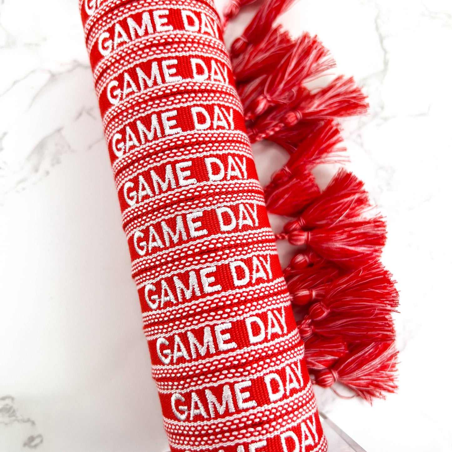 red game day embroidered bracelet