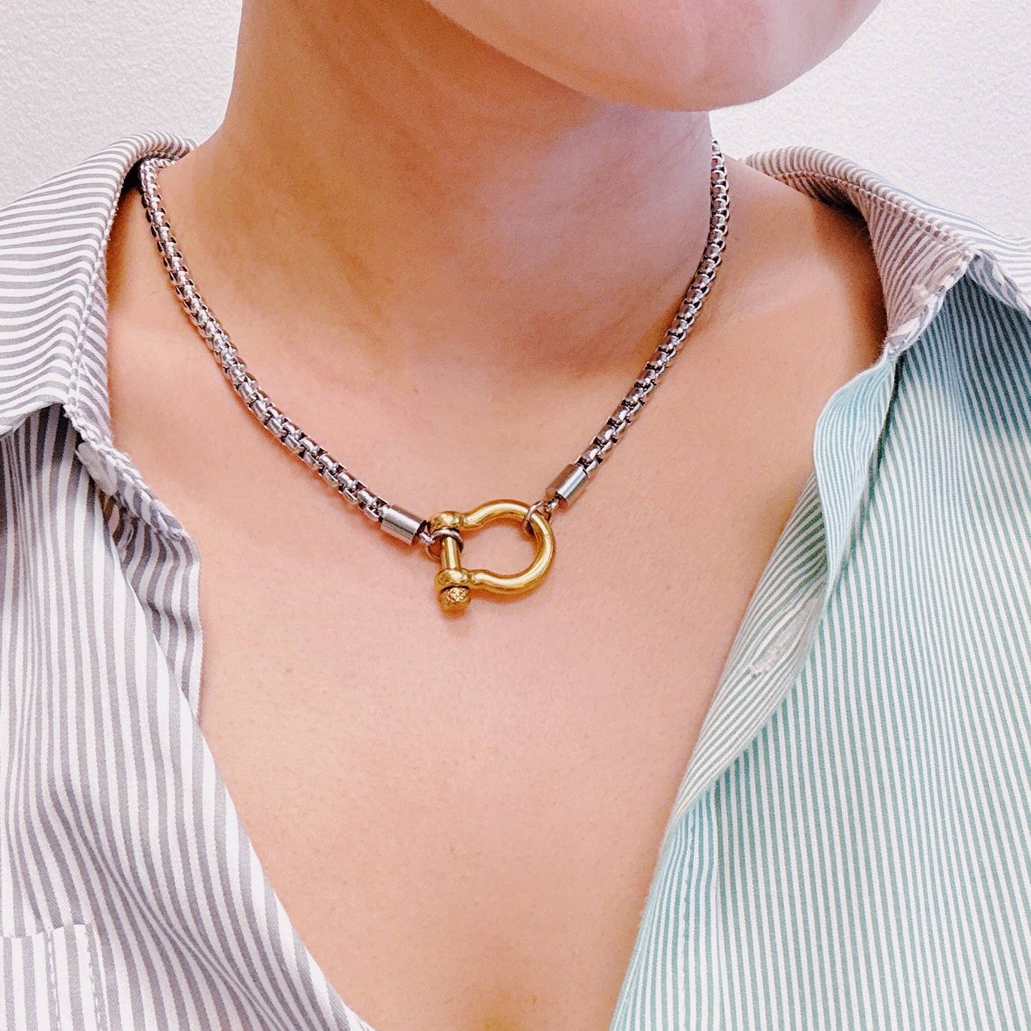 luxe pendant box chain necklace