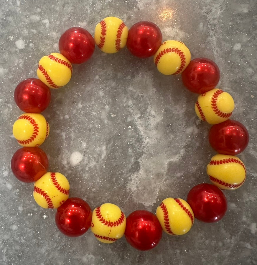 stretchy pearly softball bracelet
