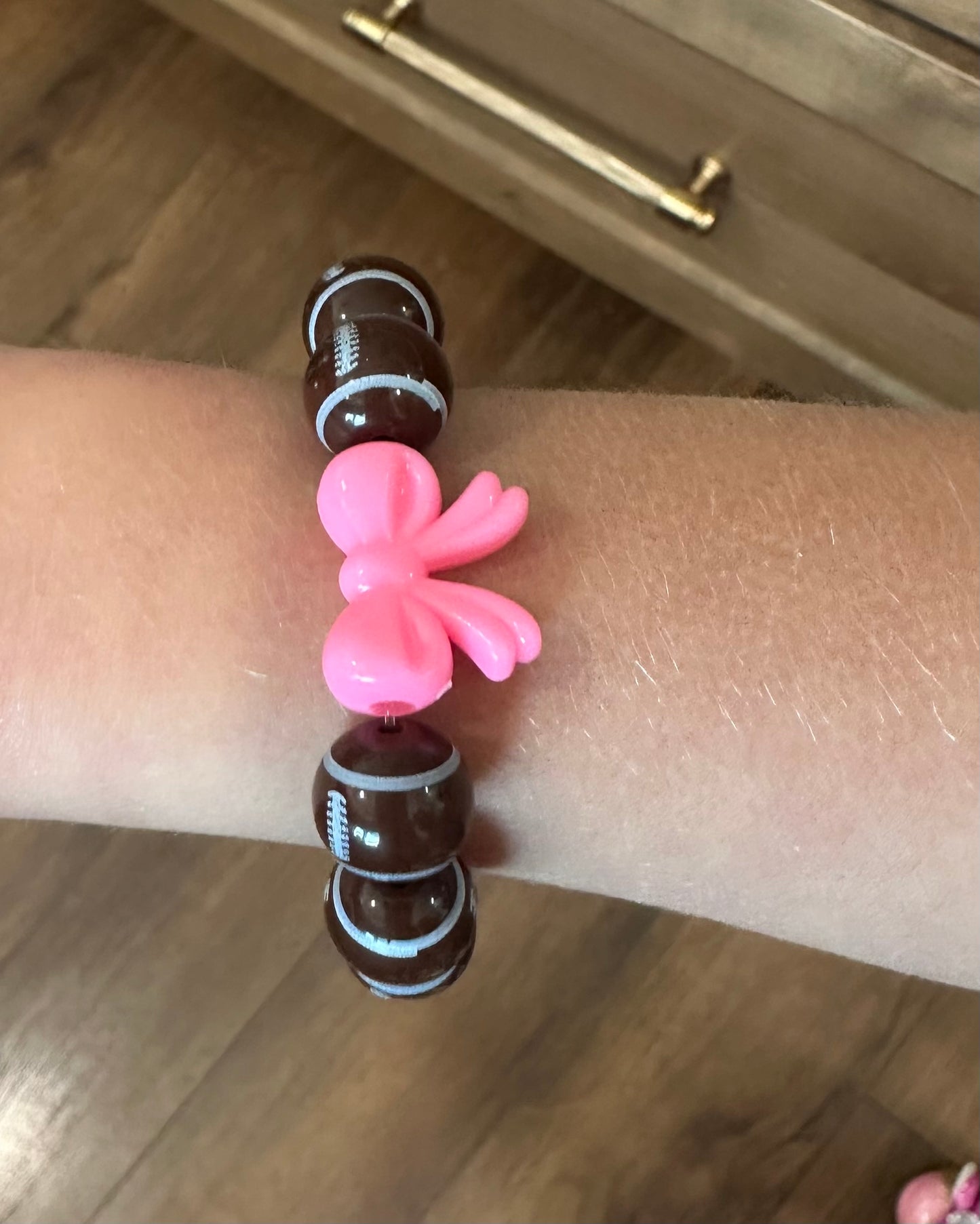 pretty bow KIDS football stretchy bracelet