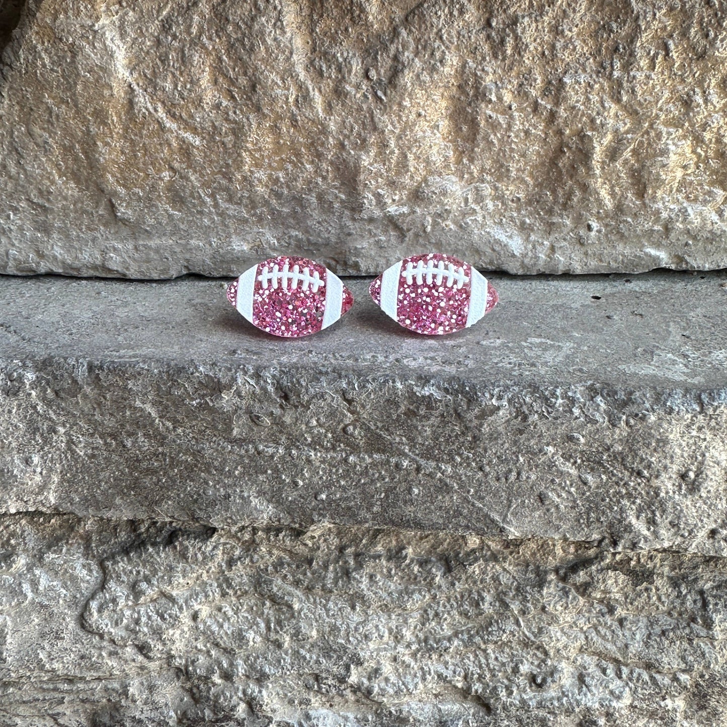 football glitter acrylic stud earrings