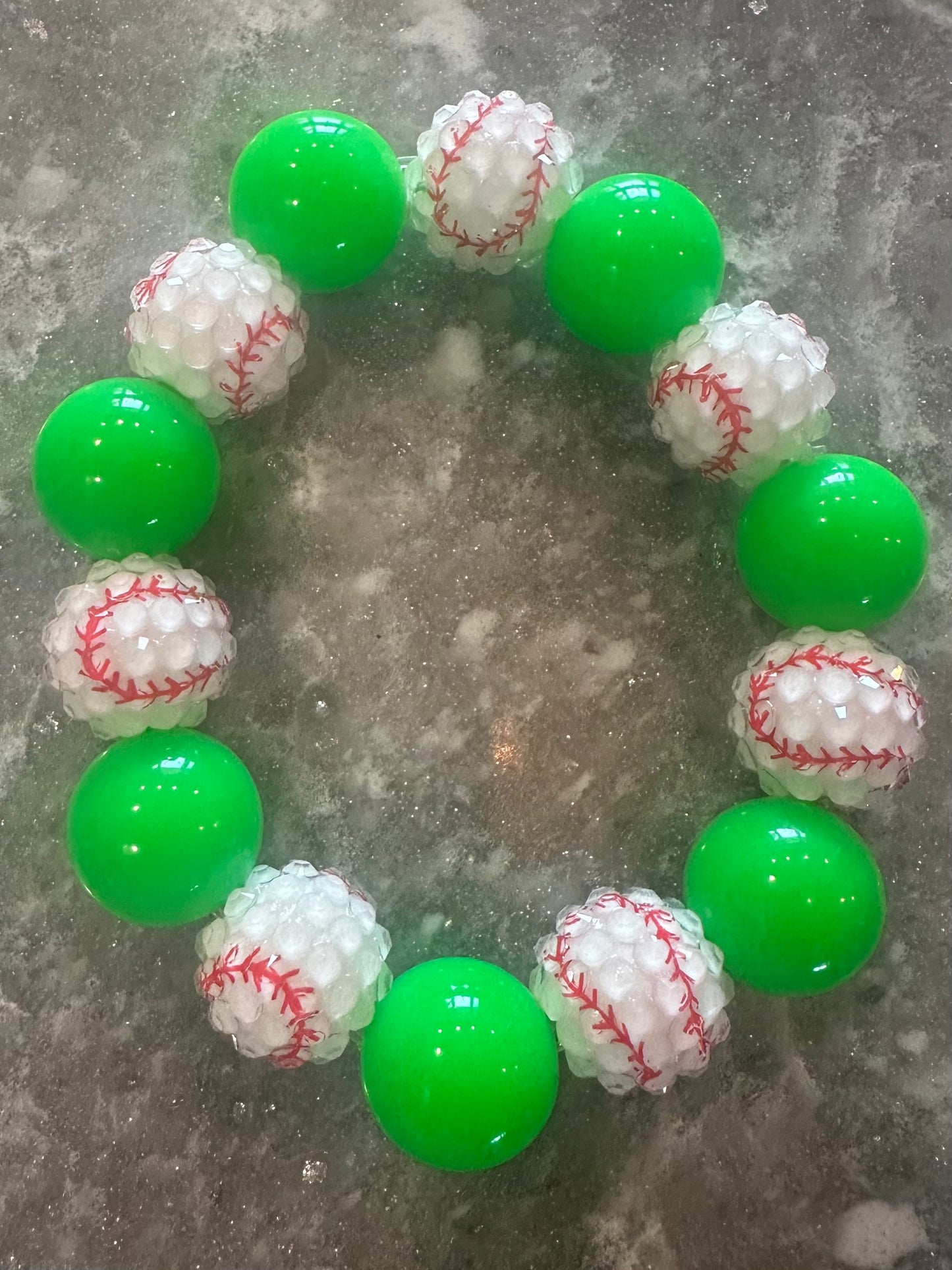 big bead stretchy baseball bracelet