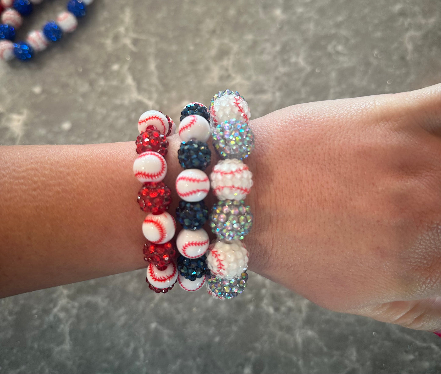 big bead stretchy baseball bracelet