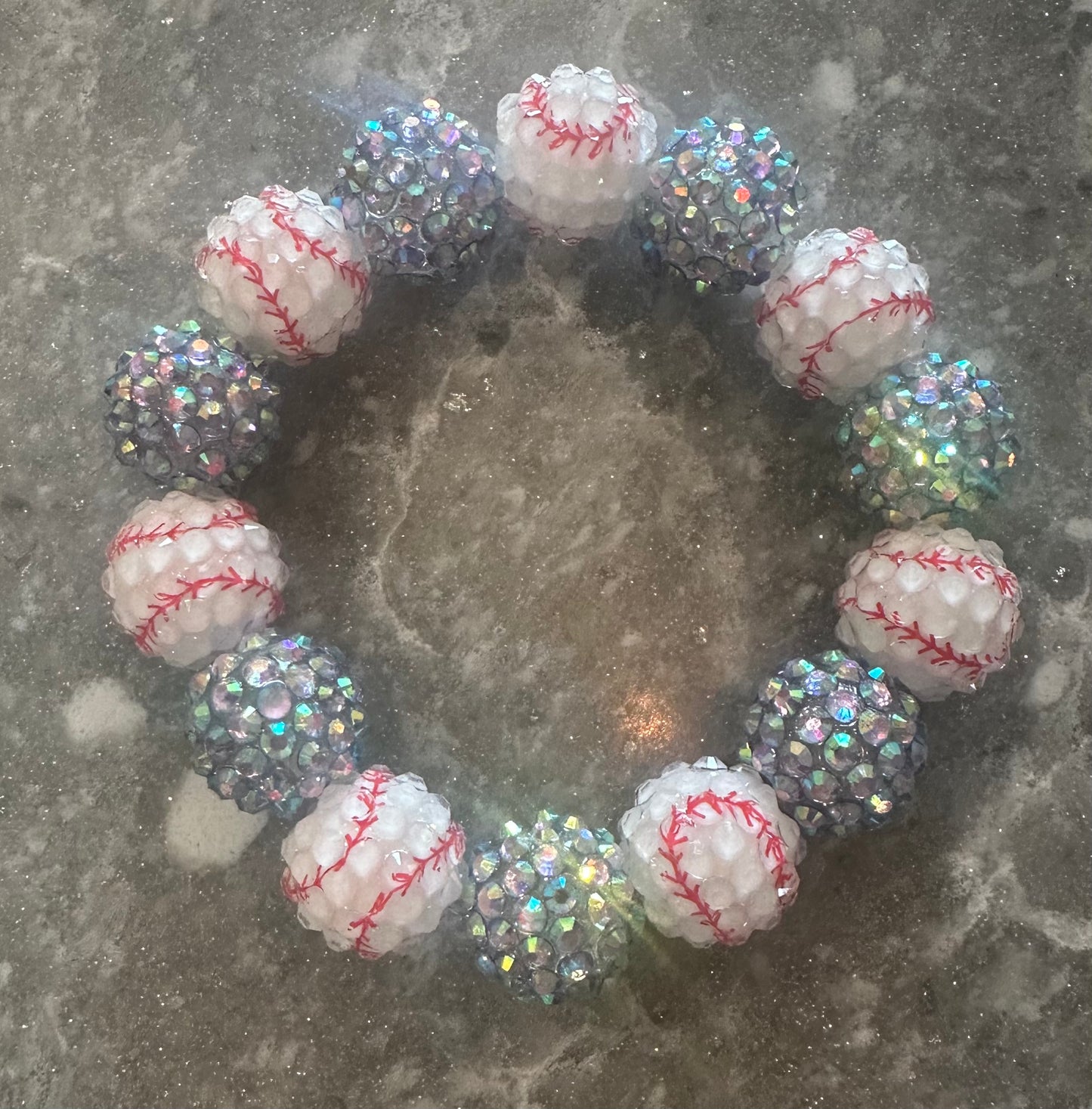 big bead stretchy baseball bracelet