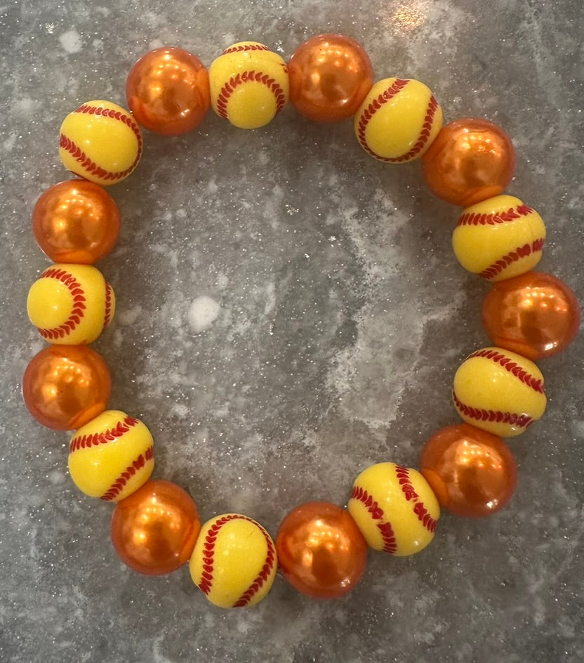 stretchy pearly softball bracelet