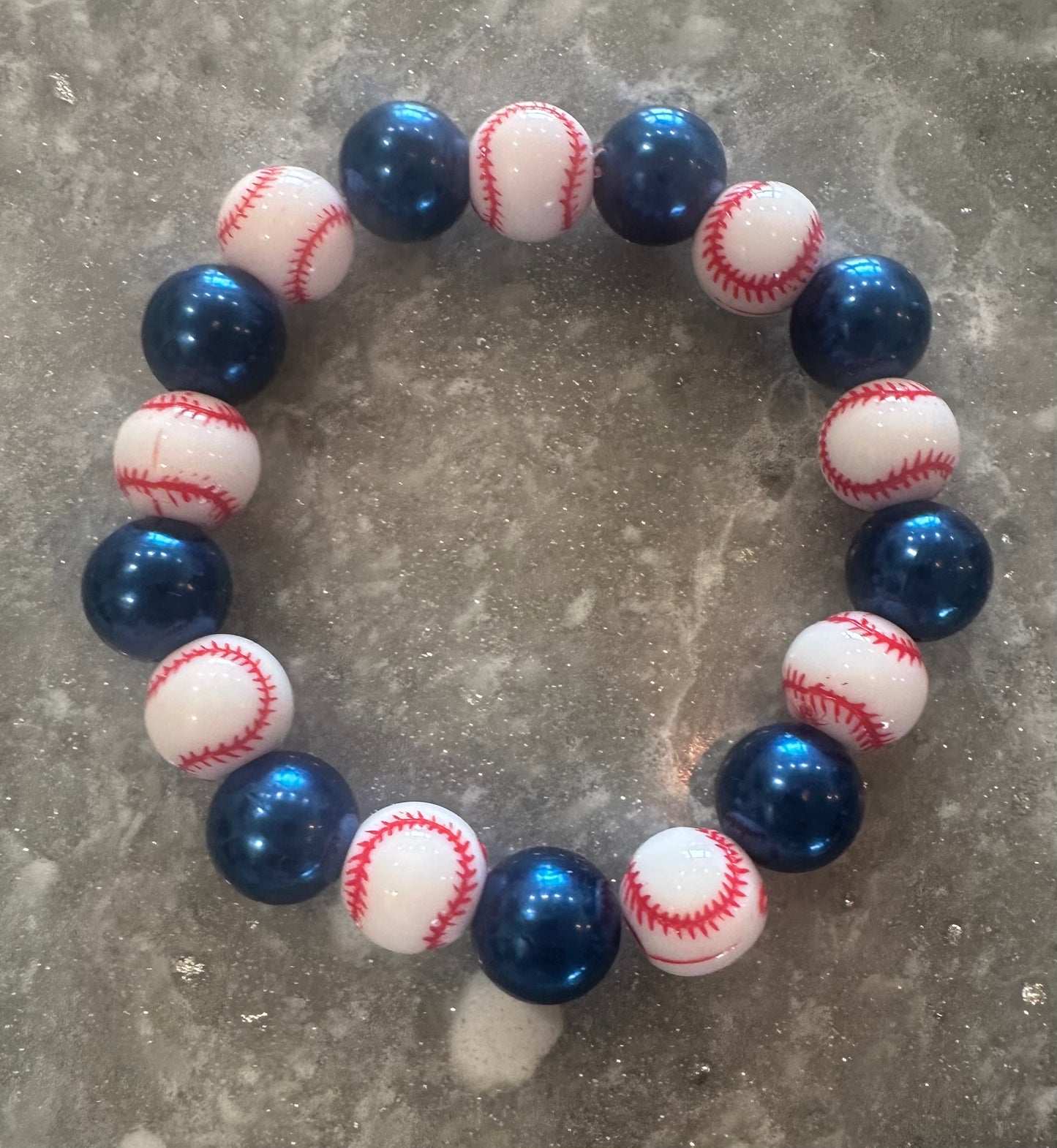 stretchy pearly baseball bracelet